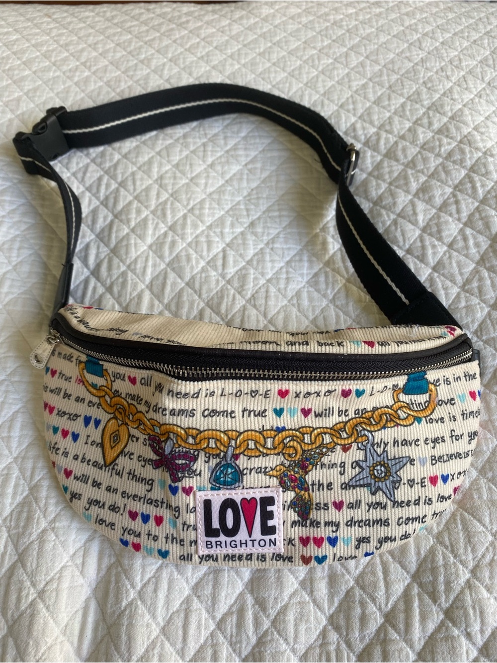 Brighton Love Story Belt Bag Corduroy Fanny Pack Crossbody Festival Adjustable